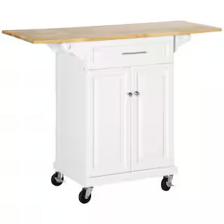 White Wood 47 in. Kitchen Island with Drawers | The Home Depot