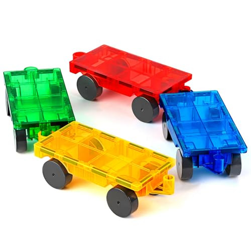 Magnetic Tiles Cars Construction Set - 4 PCS Magnetic Tiles Magnet Bricks Truck Sensory Toys, Educational Magnetic Cars Set Magnet Building Blocks for 3 4 5 6 7 8+ Year Old Girls Boys | Amazon (US)