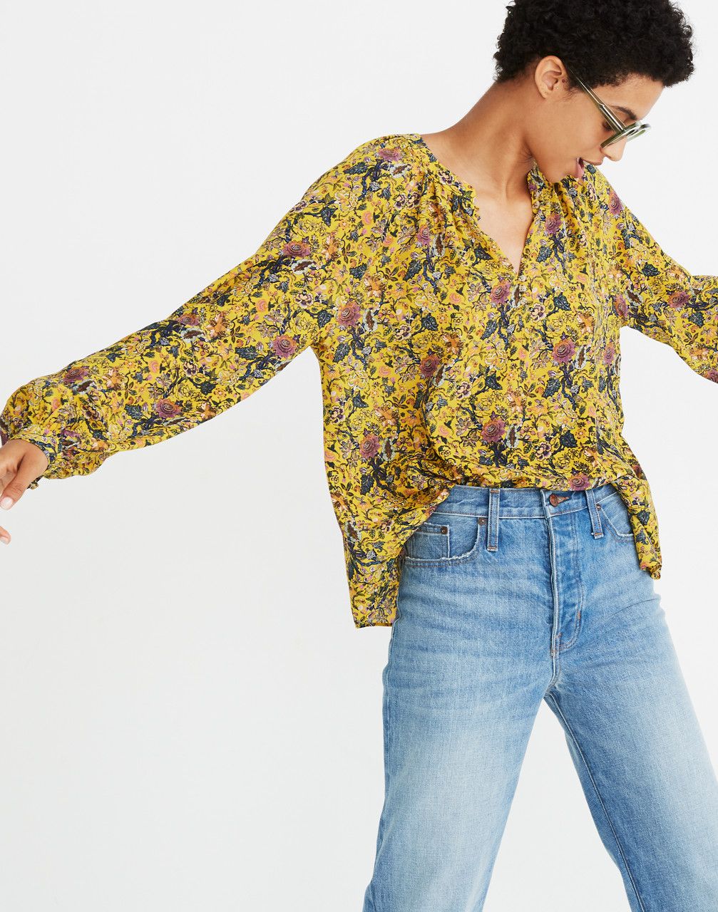 Madewell x Karen Walker® Silk Floral Gennaker Top | Madewell