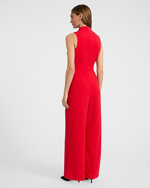 Cowl Halter Neck Wide Leg Jumpsuit with Pockets | Express