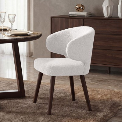 Hyleory Modern Boucle Upholstered Dining Chair with Curved Barrel Back, Solid Wood Legs | Target
