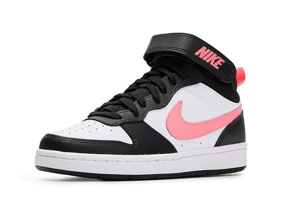 Nike Kids Court Borough Mid 2 (Big Kid) Kids Shoes Black/Sunset Pulse/White: 5.5 Big Kid M | Zappos.com