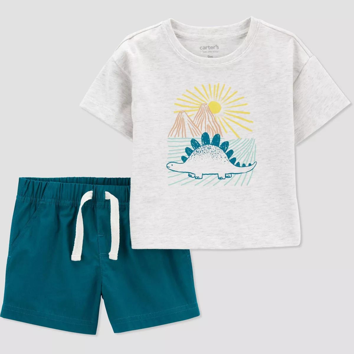 Carter's Just One You® Baby Dino Top & Bottom Set - Gray/Green | Target