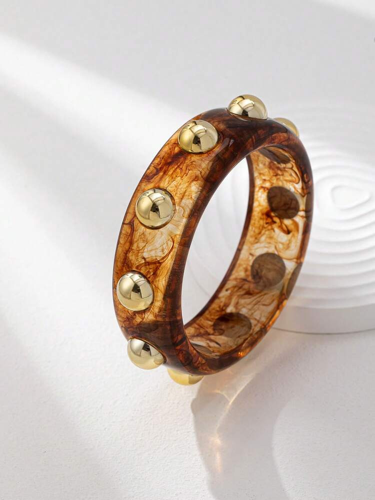 1 Pc American European Chunky Resin Cuff Bracelet , Minimalist Design Metal Bangles Set , Women Fashion Bracelets Set Jewelry Suitable For Daily Wear. | SHEIN