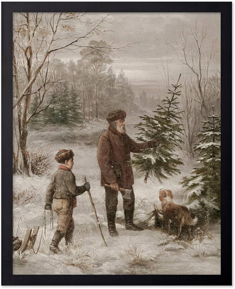 Monem Art Vintage Country Christmas Painting Poster - Retro Winter Print - Forest & Holiday Art -... | Amazon (US)