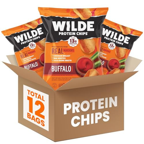 WILDE Chips, High Protein Snacks for Adults, Keto Chips, Gluten Free, Low Carb Snack Box Made with Real Ingredients, Buffalo Style | Amazon (US)