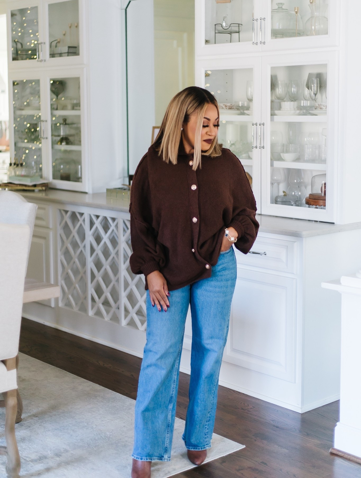 Chocolate brown + denim = forever a fall / holiday favorite 🤎✨

This is one of those easy outfits that feels cozy enough for everyday but still looks put together. Perfect for holiday errands, casual family gatherings, or just moving through the season feeling comfortable and confident. Layer-friendly, flattering, and effortless — my kind of holiday style.

Shop this casual holiday look below 🛍️

#holidayoutfit #holidaycasual #winterstyle #everydayholiday #cozylooks #falltowinter #ltkholiday #casualchic