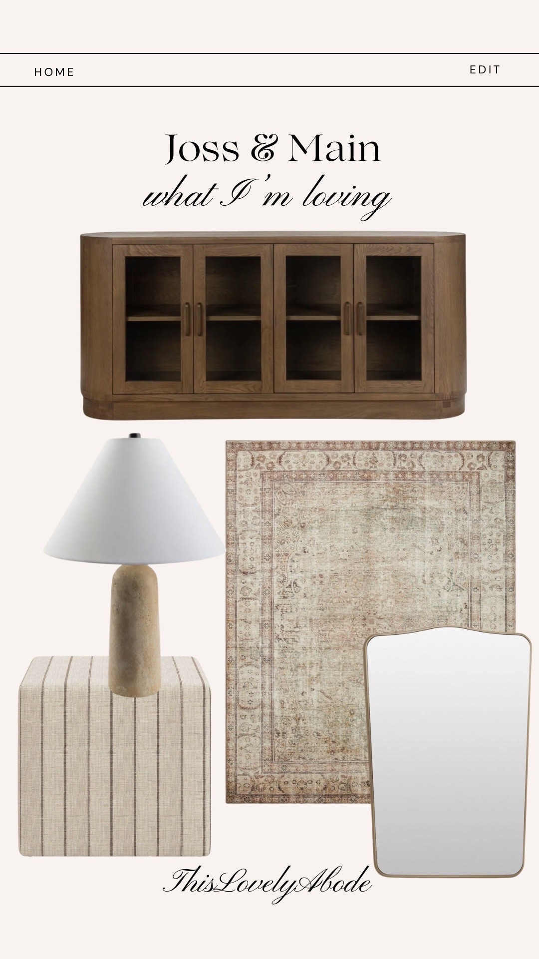Classic and timeless pieces they will elevate any space in your home. 
#jossandmain #lamp #sideboard #rug #mirror #ottoman #homedecor #homefurniture

#LTKHome #LTKSaleAlert