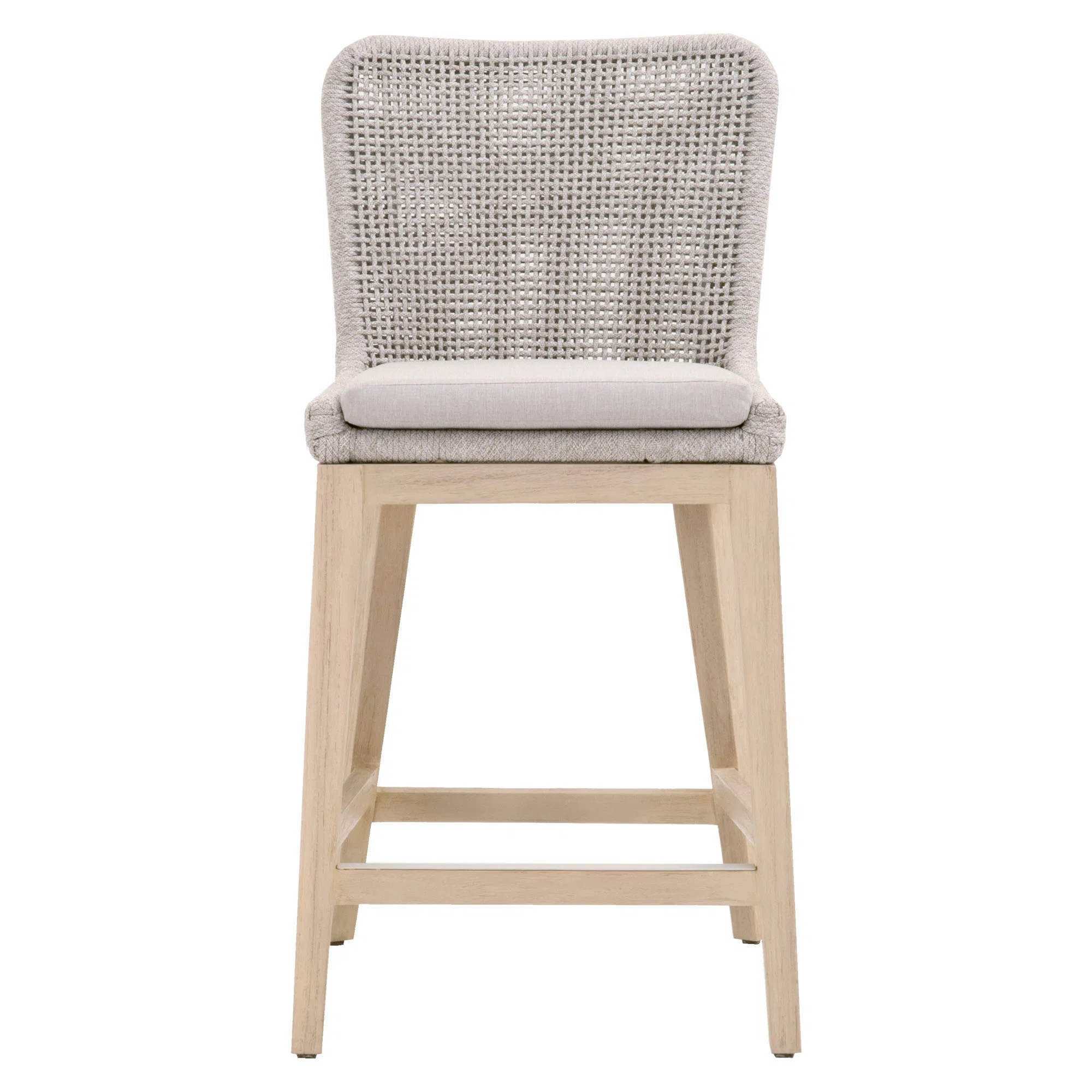 Bayou Breeze Aariyah Mesh 26.5" Teak Patio Bar Stool with Cushion | Wayfair | Wayfair North America
