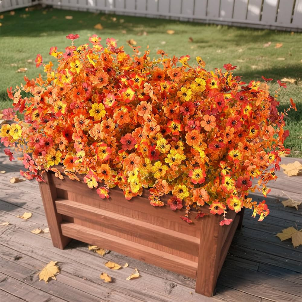 Artificial Fall Flowers for Decoration Fake Flowers Outdoor Artificial Plants, 12 Bundles Faux Mu... | Amazon (US)