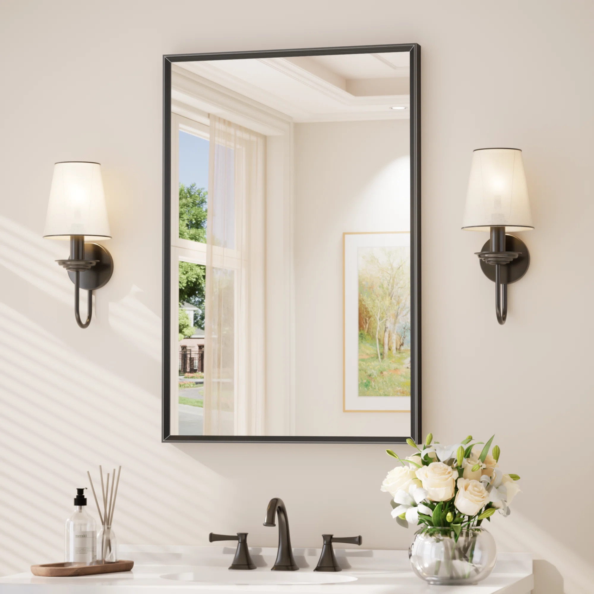 Bathroom Vanity Mirror with Aluminum Frame and Tempered Glass | Wayfair North America