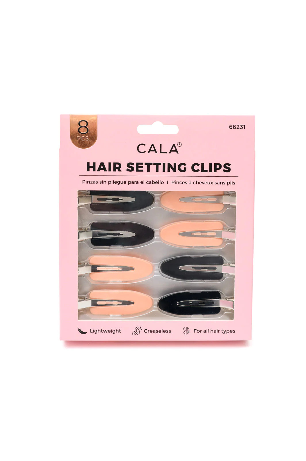 CALA Hair Setting Clips - Set of 8 Cream and Black Clips in Pink Package | Casual Chic Boutique