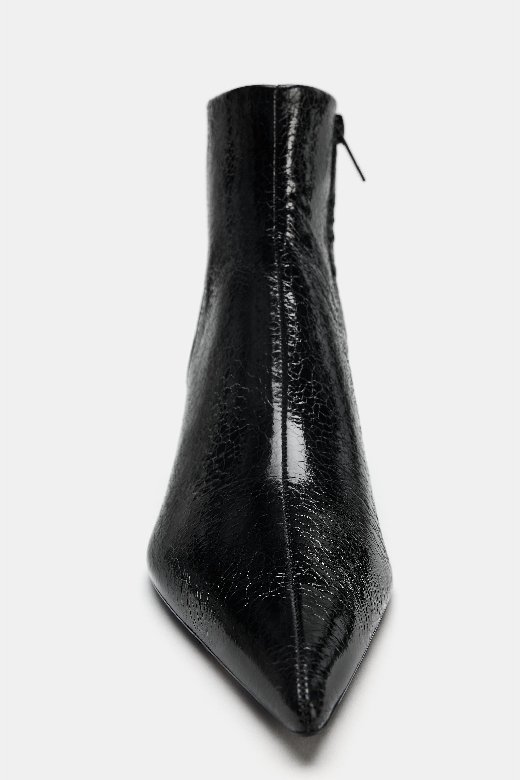 CRACKLED-EFFECT KITTEN-HEEL ANKLE BOOTS | Zara US