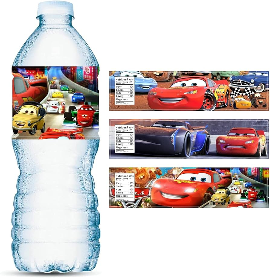 24PCS Lightning McQueen Water Bottle Labels for Cars Themed Birthday Party Supplies, Lightning Mc... | Amazon (US)