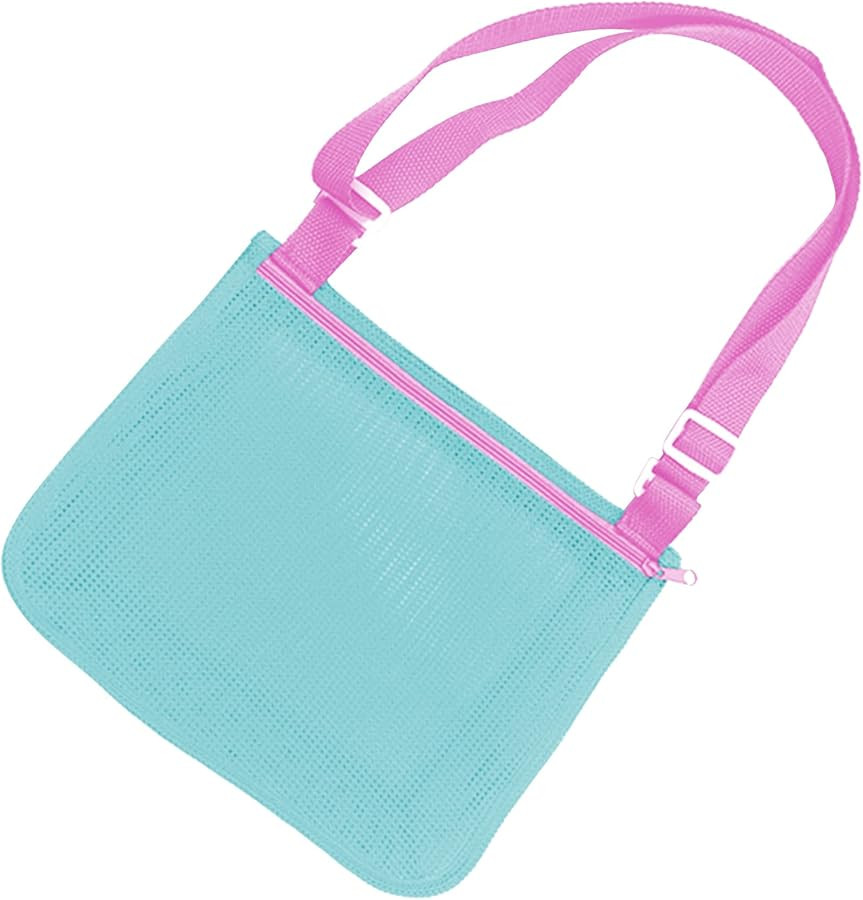 UTTPLL Colorful Mesh Beach Bag Adjustable Kids Quick Dry Net Tote for Seashell Collecting Sand To... | Amazon (US)