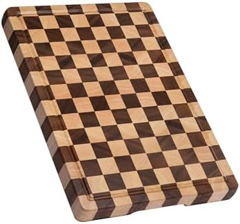 Cutting Boards for Kitchen, Checkered Cutting Board Upgraded, Acacia Wood Chopping Board with Jui... | Amazon (US)