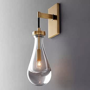 PRTSER Modern Wall Sconces Brass Wall Lighting Indoor, Sconces Wall Lighting with Raindrop Glass,... | Amazon (US)