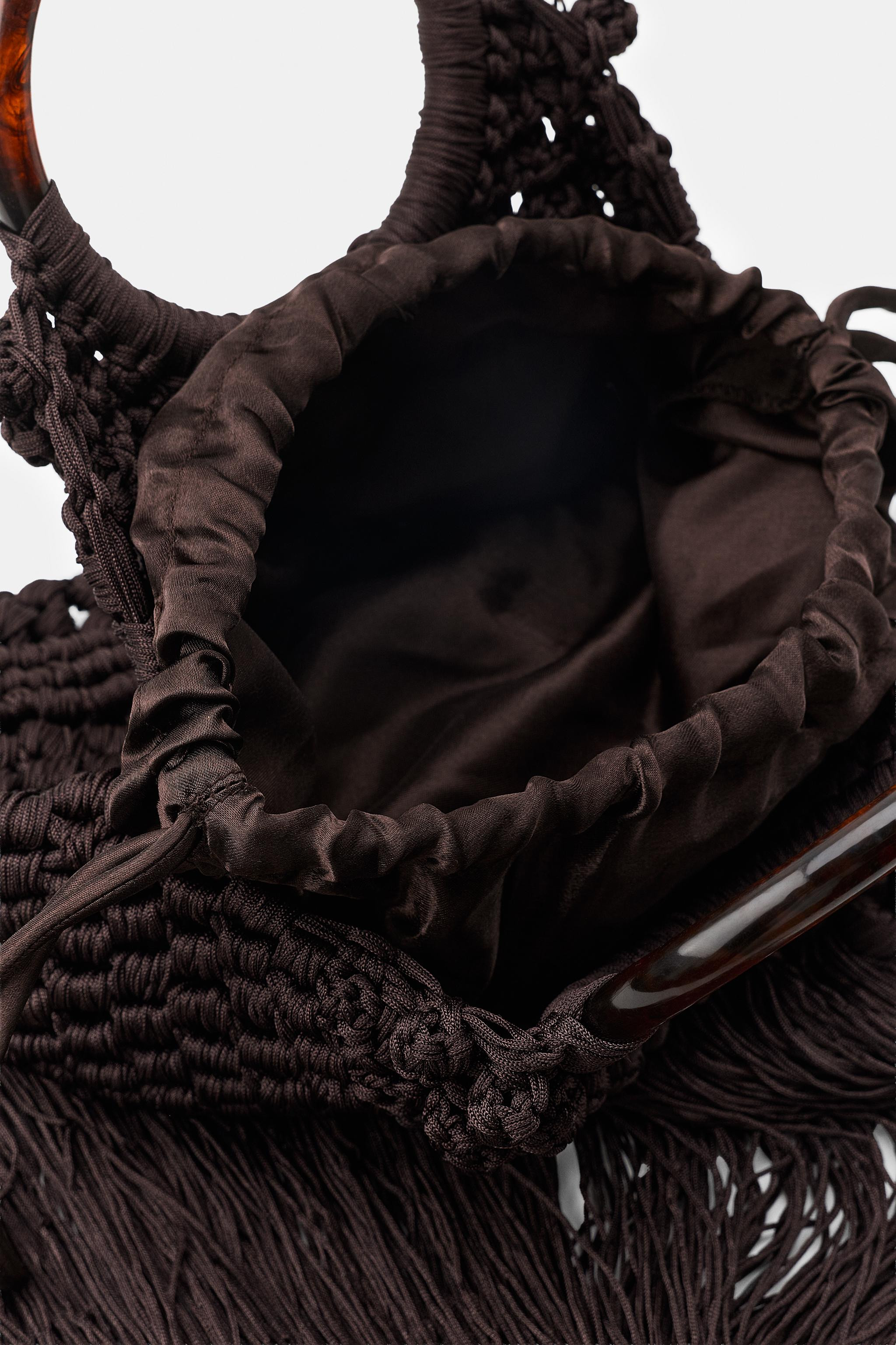 WOVEN KNOTTED FRINGE BAG | Zara US