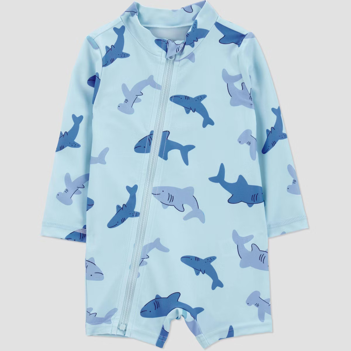 Carter's Just One You®️ Baby Boys' Long Sleeve Sharks Printed One Piece Rash Guard - Light Blu... | Target