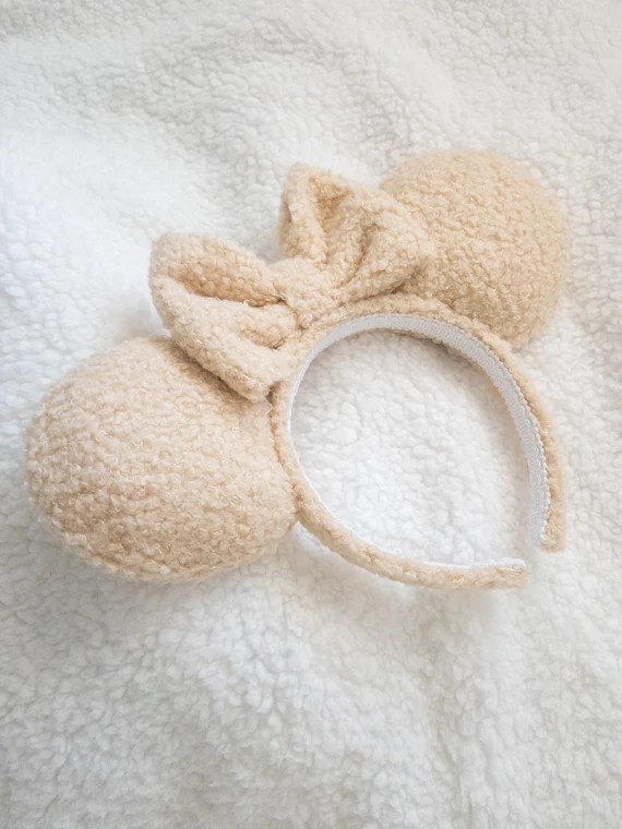 Tan fuzzy sherpa teddy bear mouse ears | Etsy (US)