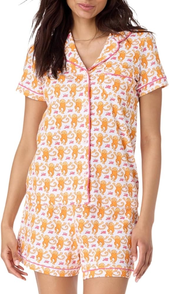 Womens Pajamas Set 2 Piece Button Down Monkey Bunny Shorts Set Y2k Roller Dupes Rabbit Preppy Lou... | Amazon (US)