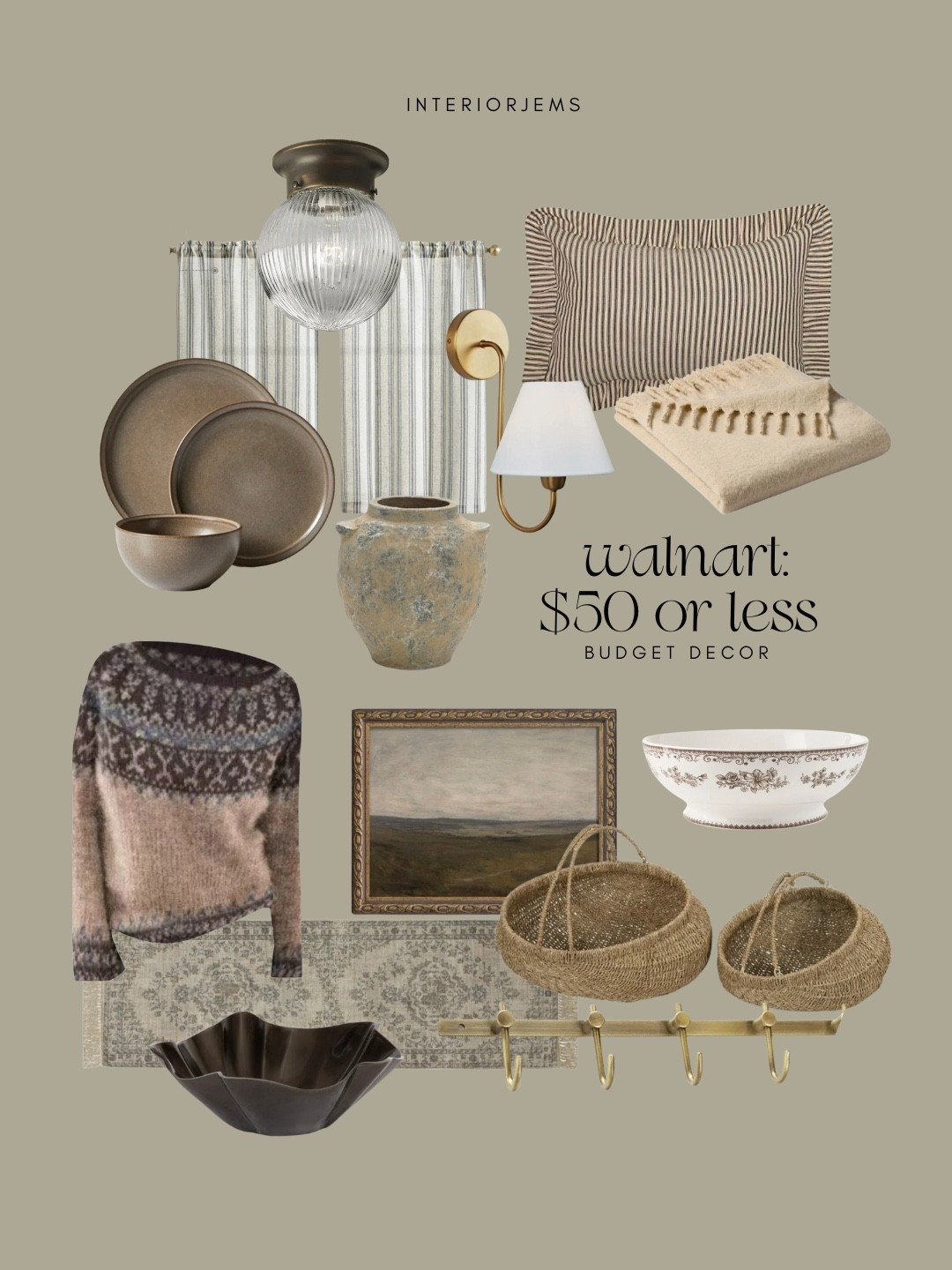 Walmart, $50 or less, dinnerware, set of baskets, framed, and ready, art, wall, scones, blanket, dinnerware, decorative bowl, decorative vase