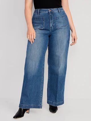 Extra High-Waisted Trouser Wide-Leg Jeans | Old Navy (US)