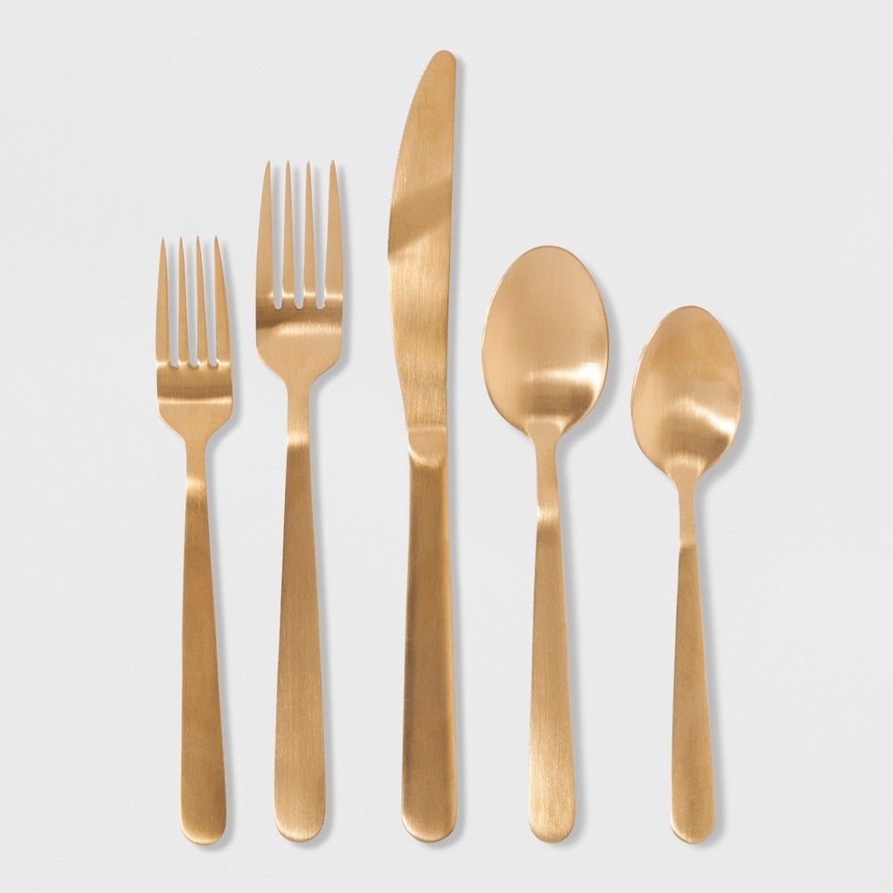 20pc Stainless Steel Silverware Set - Threshold , Gold | Target