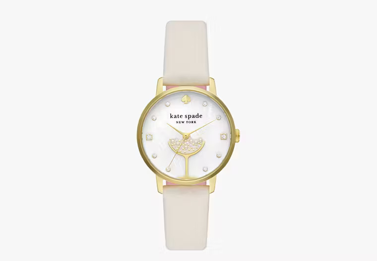 Metro Champagne White Leather Watch | Kate Spade (US)