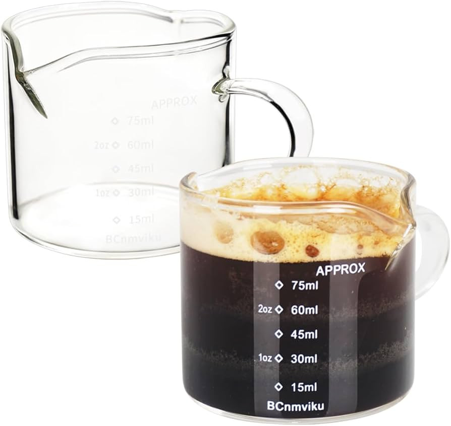 2 Pack Double Spouts Measuring Triple Pitcher Milk Cup 75ML Espresso Shot Glasses Parts Clear Gla... | Amazon (US)