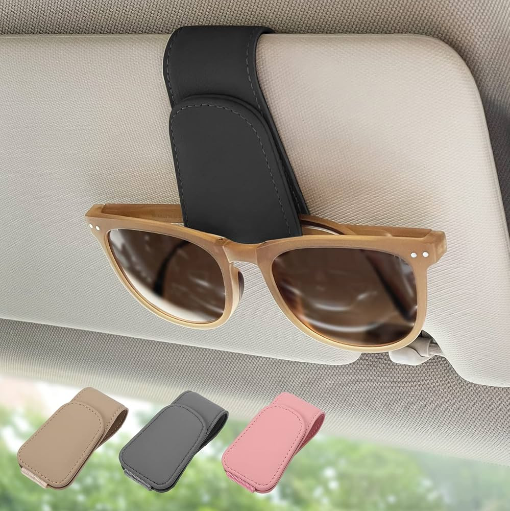 Magnetic Leather Sunglass Holder, Eyeglass Hanger Clip for Car Sun Visor, Suitable for Different ... | Amazon (US)
