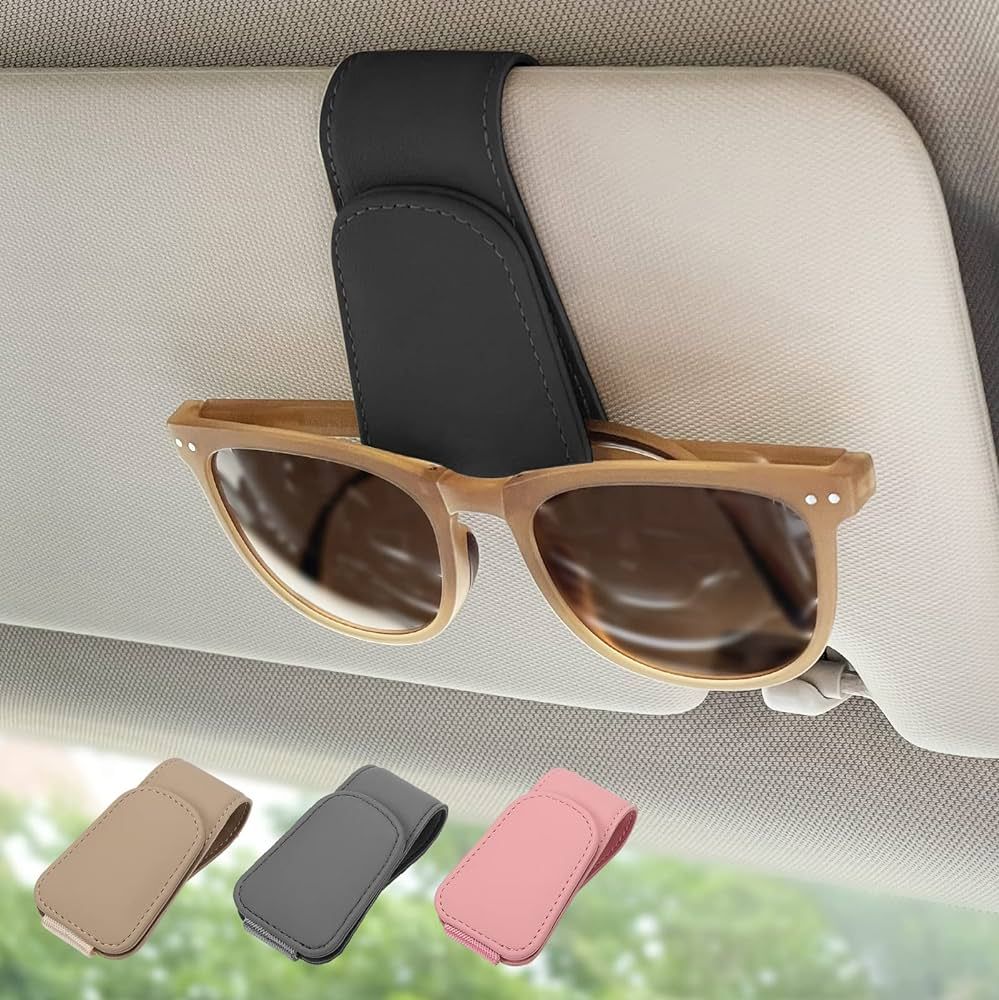 Magnetic Leather Sunglass Holder, Eyeglass Hanger Clip for Car Sun Visor, Suitable for Different ... | Amazon (US)