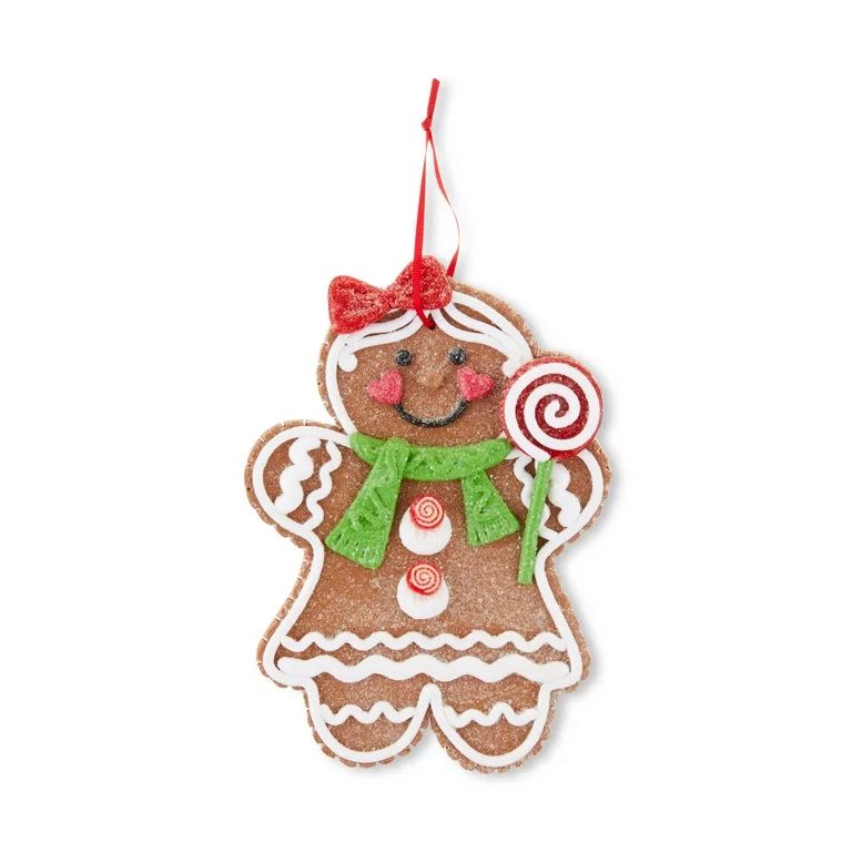 Christmas Gingerbread Girl Multi-Color Jumbo Ornament, 7.5 in, by Holiday Time | Walmart (US)