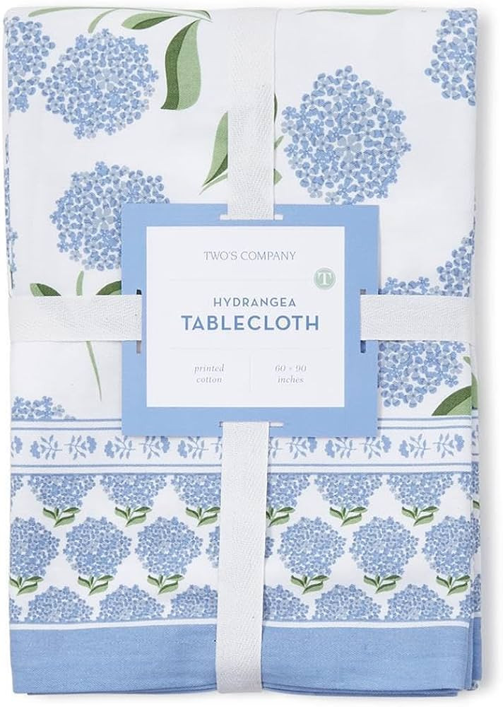 Two's Company Hydrangea Block Print Tablecloths, Cotton, Set of 2 | Amazon (US)