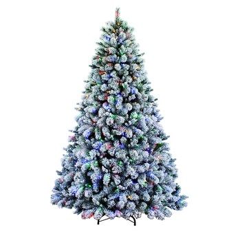 Holiday Living 7.5-ft Albany Pine Pre-Lit Traditional Flocked Artificial Christmas Tree with 600... | Lowe's