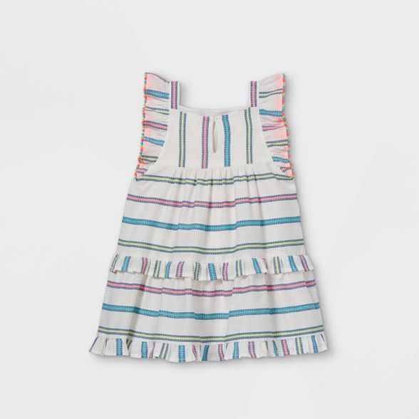 Toddler Girls' Striped Tiered Ruffle Sleeve Dress - Cat & Jack™ Cream | Target