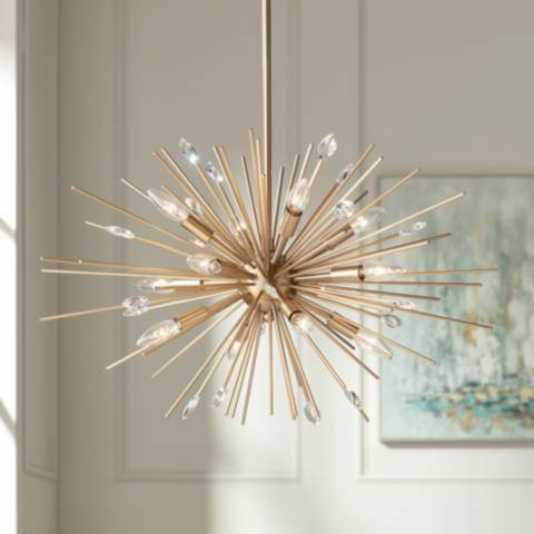 Possini Euro Janae 29 1/2" Wide Antique Gold Starburst Pendant Light | Lamps Plus