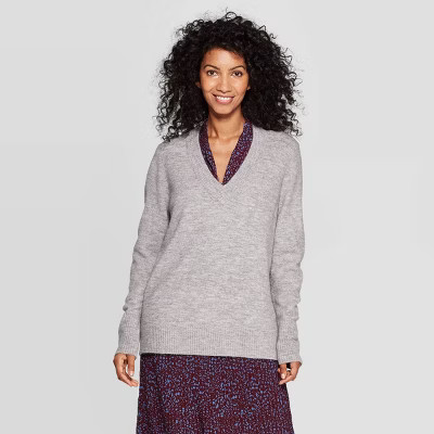 Women's Long Sleeve V-Neck Pullover Sweater - A New Day™ | Target