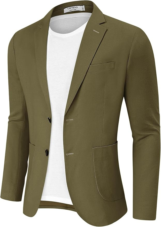 TURETRENDY Men's Casual Blazer Linen Sport Coat Two Button Lightweight Jackets Business Daily Sui... | Amazon (US)