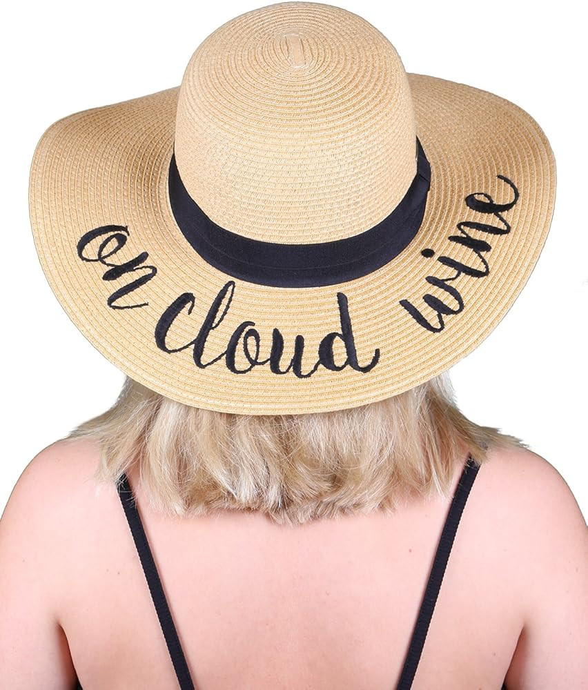 Women’s UPF 50 Bold Cursive Embroidered Adjustable Beach Floppy Sun Hat | Amazon (US)