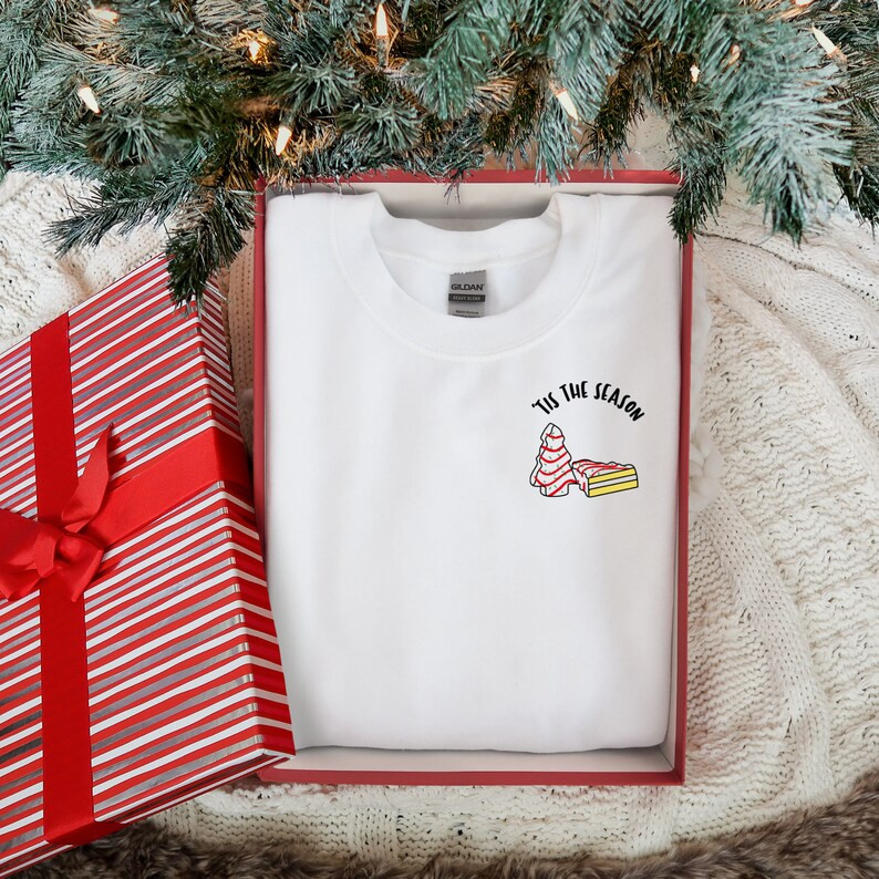 Embroidered Christmas Tree Cake Tis the Season Sweatshirt - Etsy | Etsy (US)