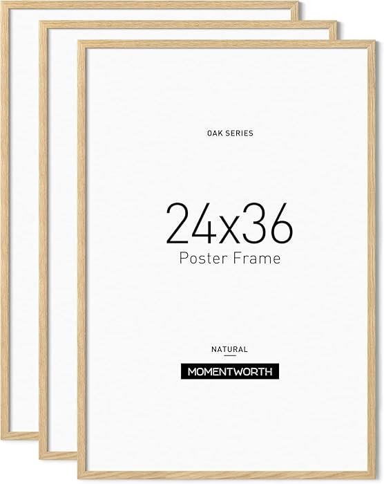Minimalist 24x36 Poster Frame Set of 3, Solid Oak Wood 24x36 Frame for Wall Mount - Wall Decor fo... | Amazon (US)