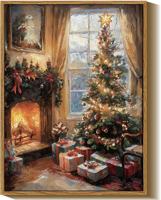 InSimSea Framed Canvas Wall Art, Vintage Christmas Tree Decor, Living Room Pine Tree Decorations,... | Amazon (US)
