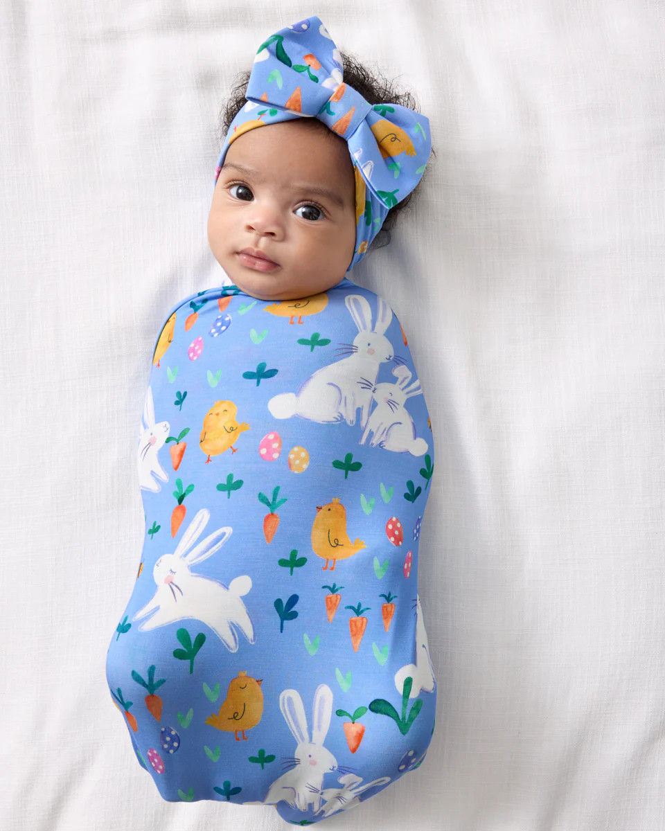 Bunny Patch Swaddle & Luxe Bow Headband Set | Little Sleepies