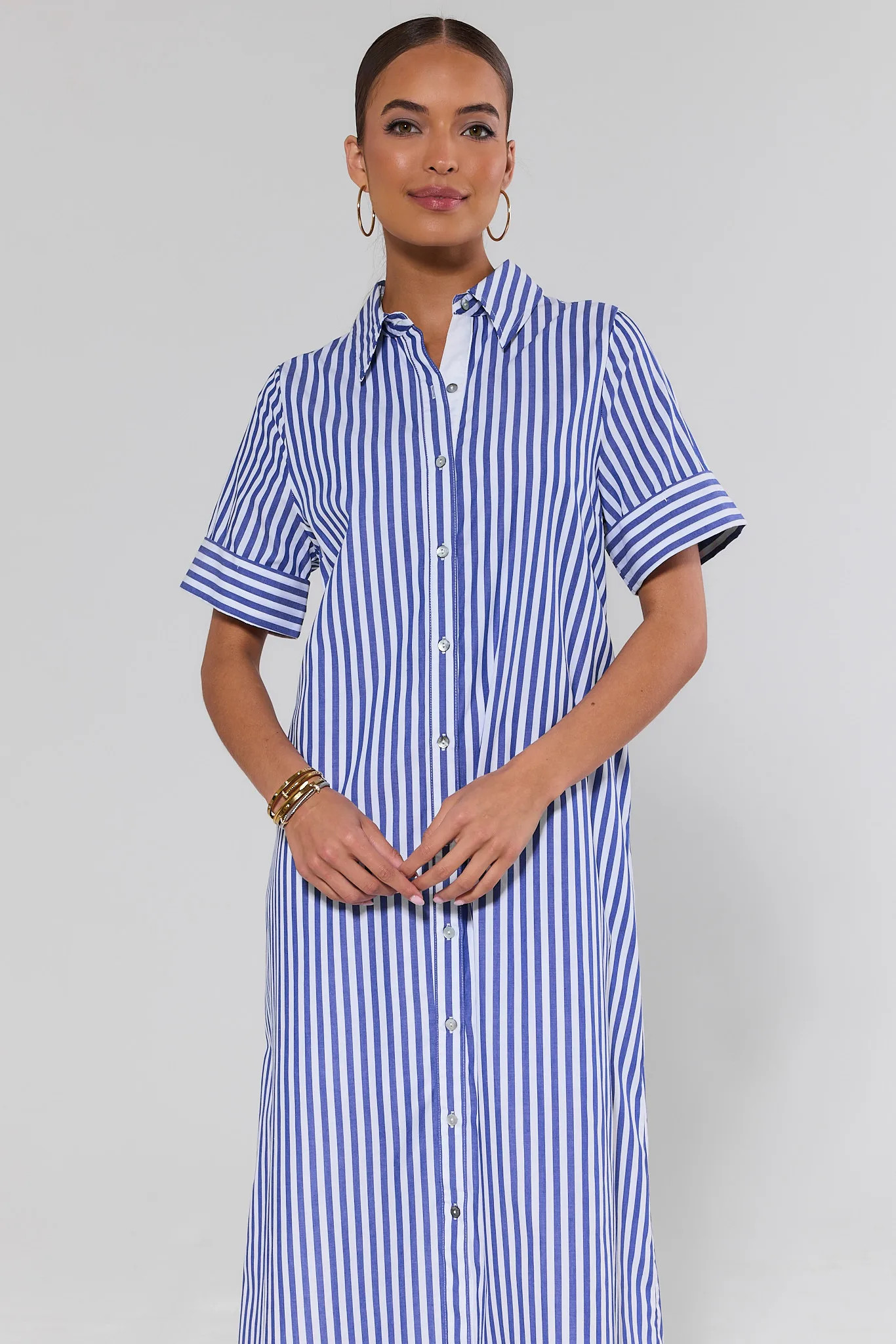 Juniper Blue Striped Midi Dress | Avara