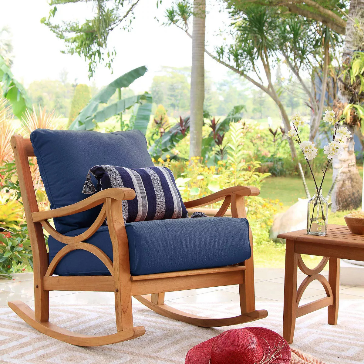 Cambridge Casual Abbington Teak Outdoor Patio Rocking Chair with Cushion | Target