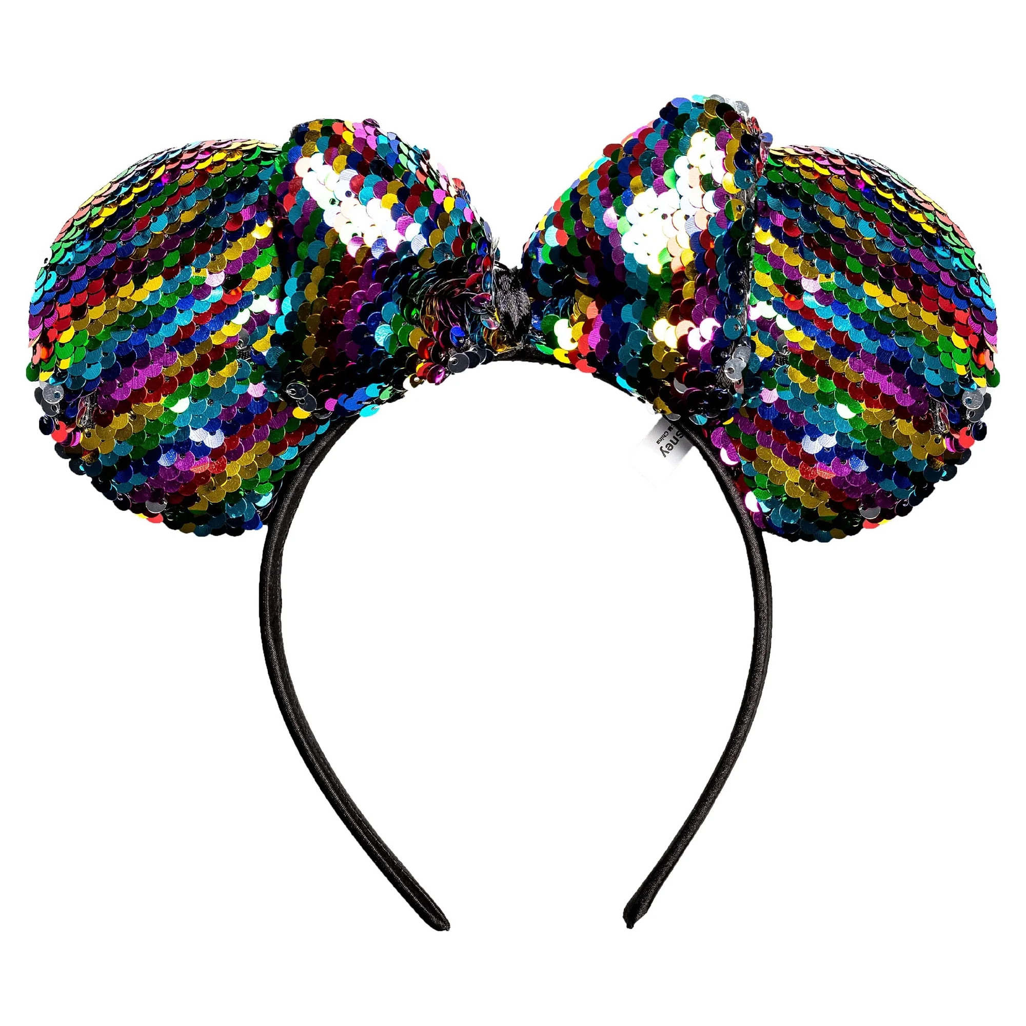 Girl's Disney Minnie Mouse Rainbow Sequin Bow Ears Headband | Walmart (US)