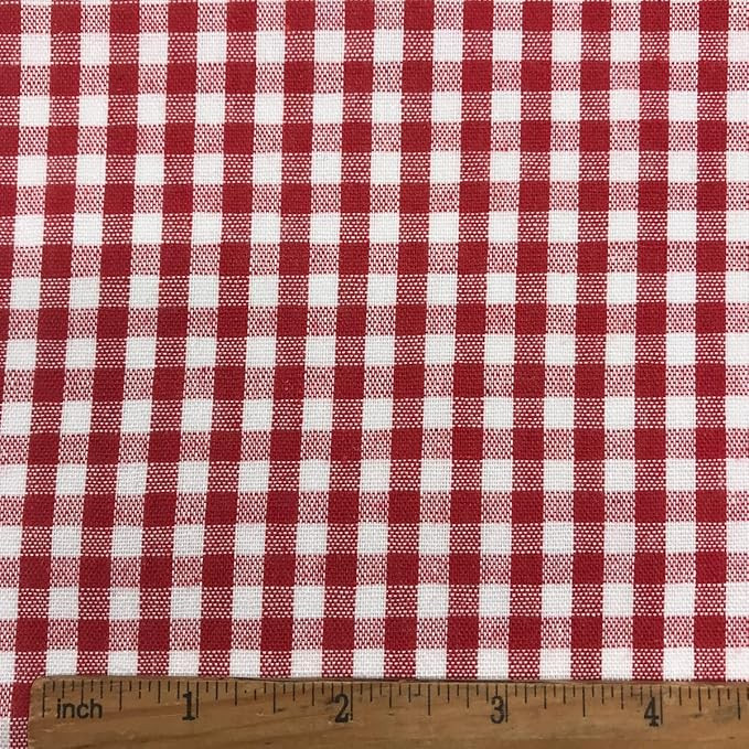 1/5" Red and White Gingham Fabric 4oz/yd² Cotton Blend Width 57 Inch (1 Yard pre Cut) | Amazon (US)