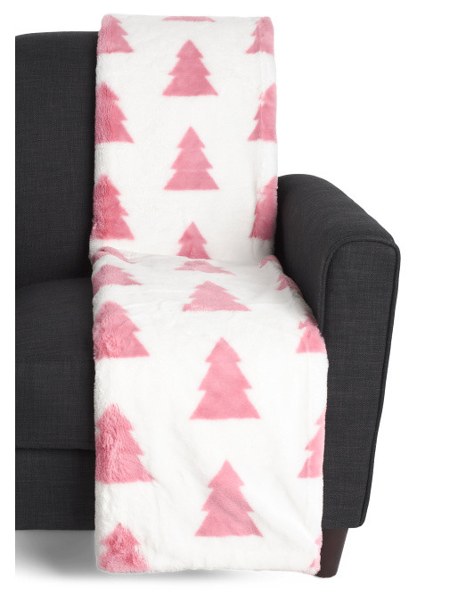 Faux Fur Trees Throw | TJ Maxx