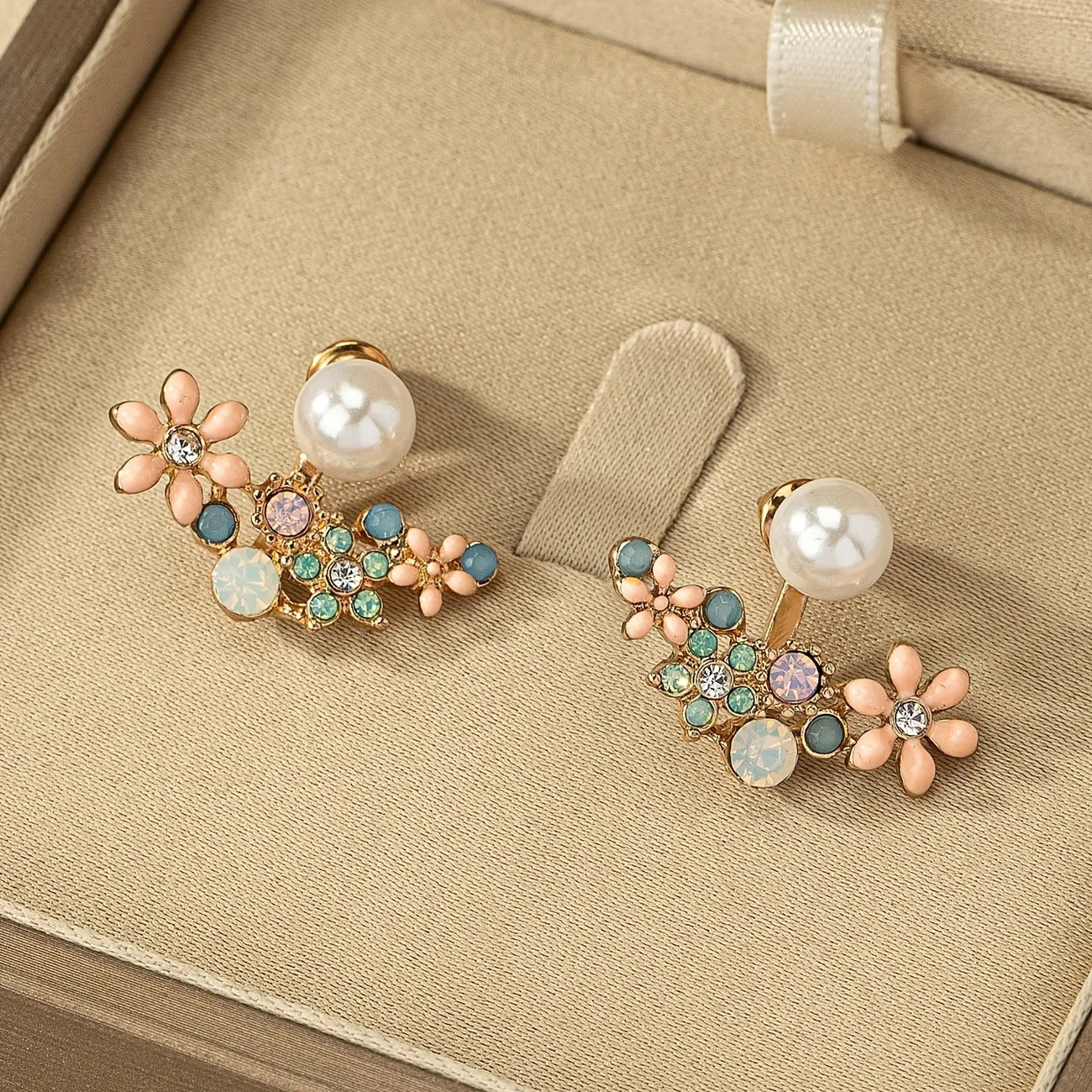 Flower Design With Faux Pearl Shiny Rhinestone Decor Elegant Stud Earrings Zinc Alloy 14K Gold Pl... | Temu Affiliate Program